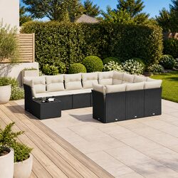Compact 11-Piece Black Outdoor Sofa Set for All Spaces