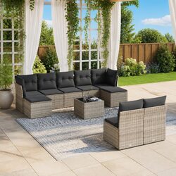 Concise and Durable 10-Piece Grey Garden Sofa Set