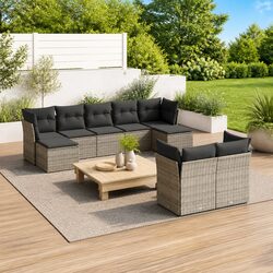 9 Piece Outdoor Sofa Set in Grey