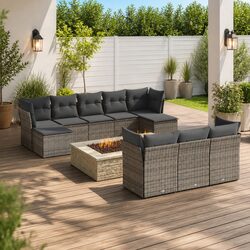 Concise 10 Piece Garden Sofa Set for Outdoors