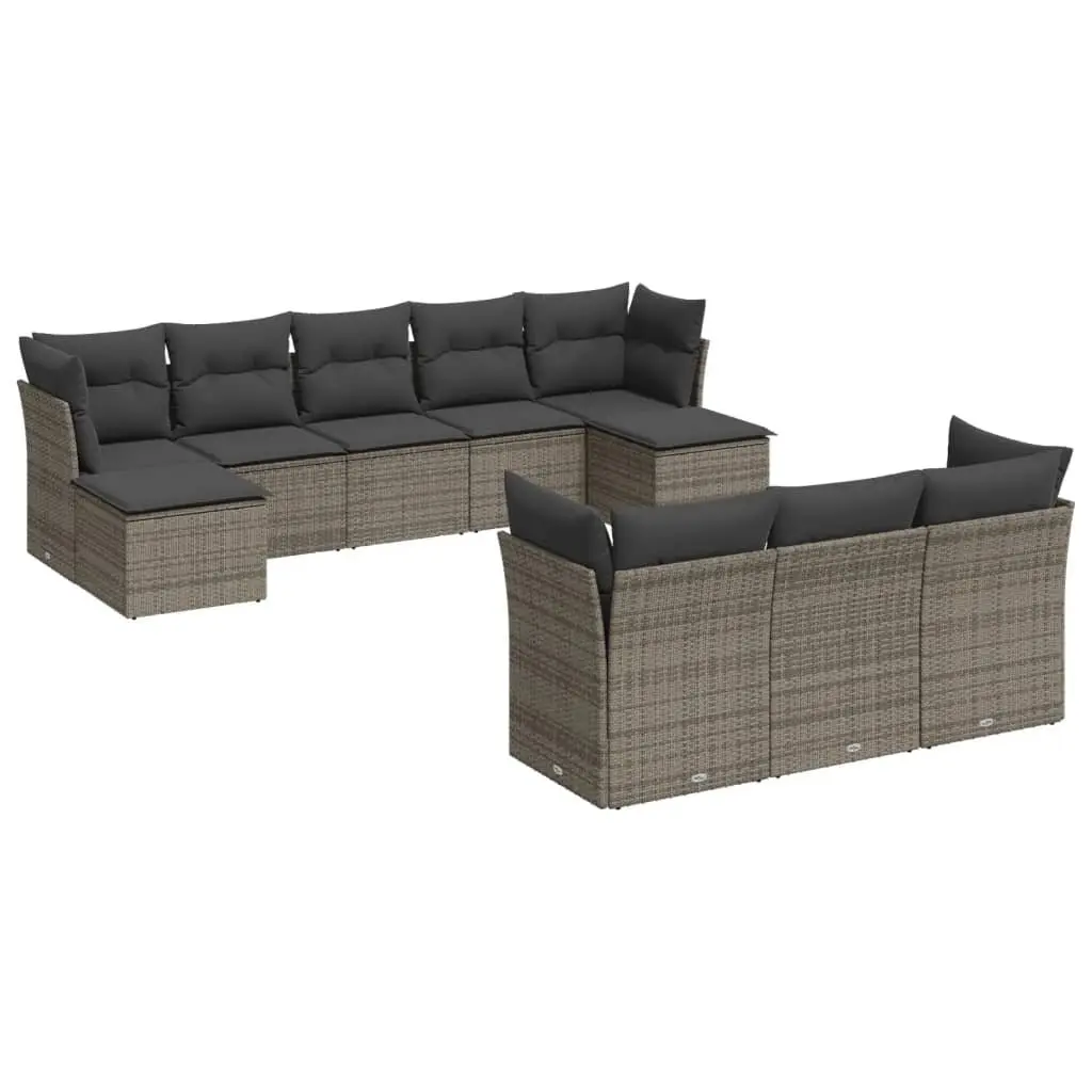 Garden Sofa Set Grey 10 Piece Modular Outdoor Furniture with Cushions