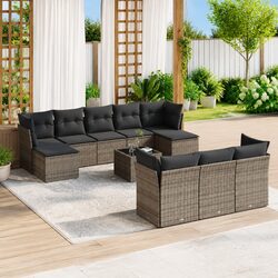 Compact 11 Piece Grey Outdoor Sofa Set