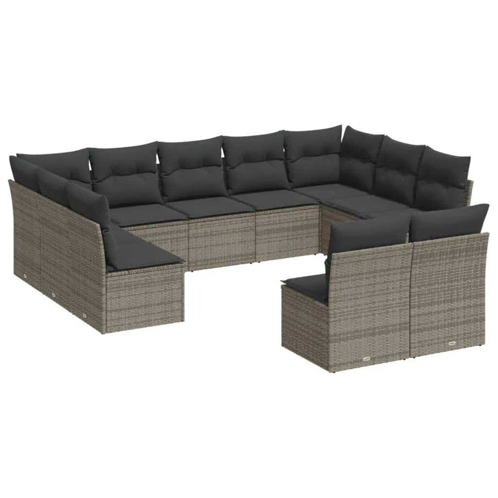 Garden Sofa Set Grey 11 Piece Modular Outdoor Furniture with Cushions