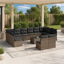 Garden Sofa Set 13 Piece Outdoor Furniture Grey Poly Rattan Patio Lounge