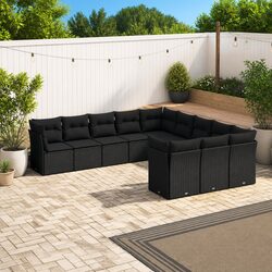 Compact 11-Piece Outdoor Sofa Set in Black