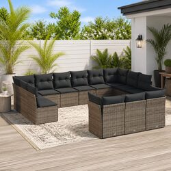 Garden Sofa Set 13 Piece Outdoor Furniture Patio Lounge Grey Poly Rattan