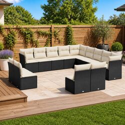 Compact 13 Piece Outdoor Sofa Set in Black