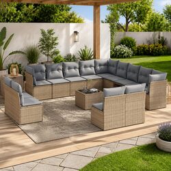 Compact 14 Piece Garden Sofa Set with Stylish Cushions