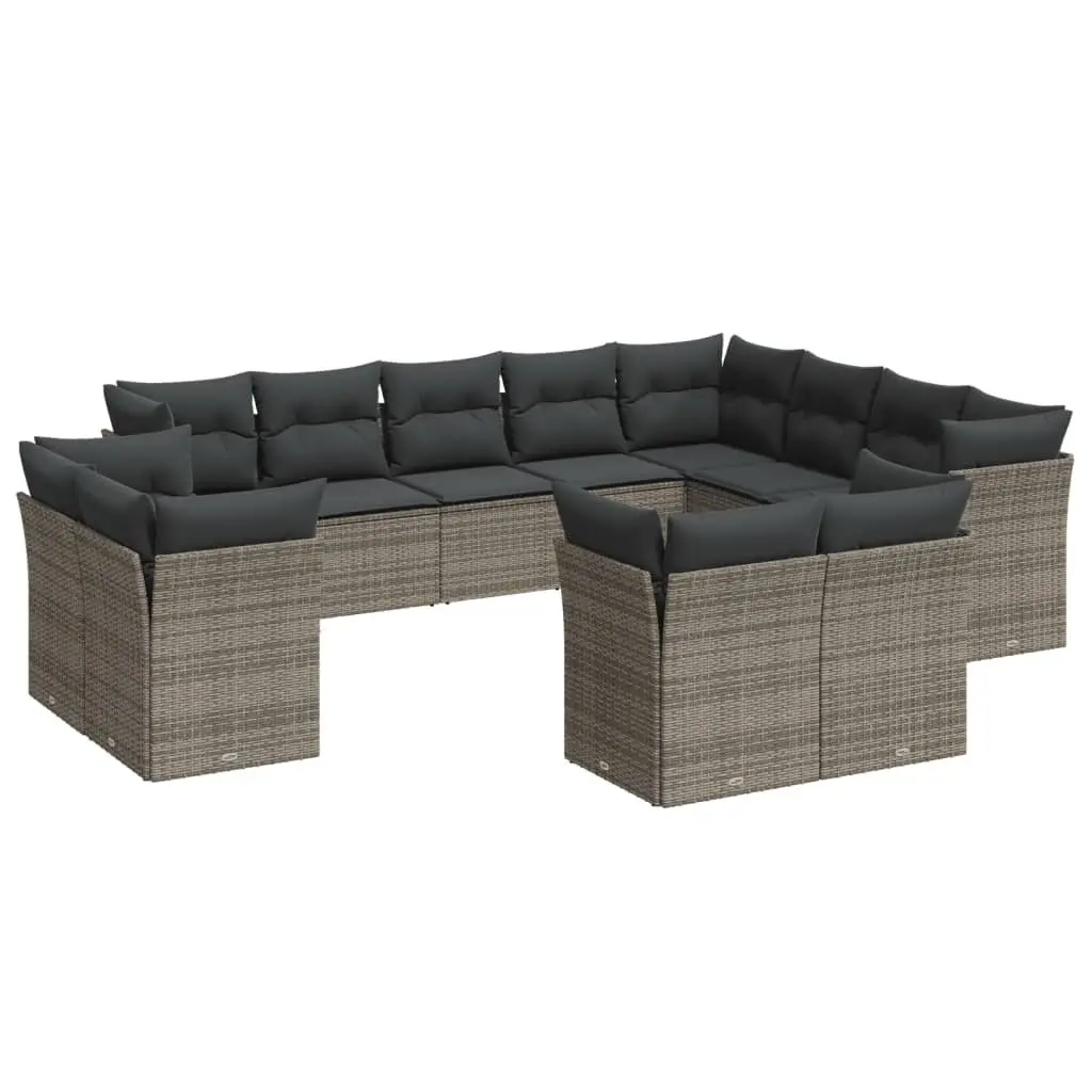 Garden Sofa Set Grey 12 Piece Modular Outdoor Furniture