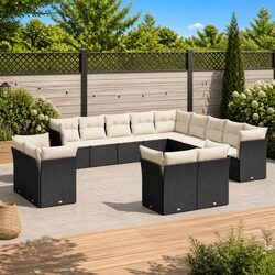 Garden Sofa Set 13 Piece Outdoor Furniture Patio Lounge Black Modular Cushions