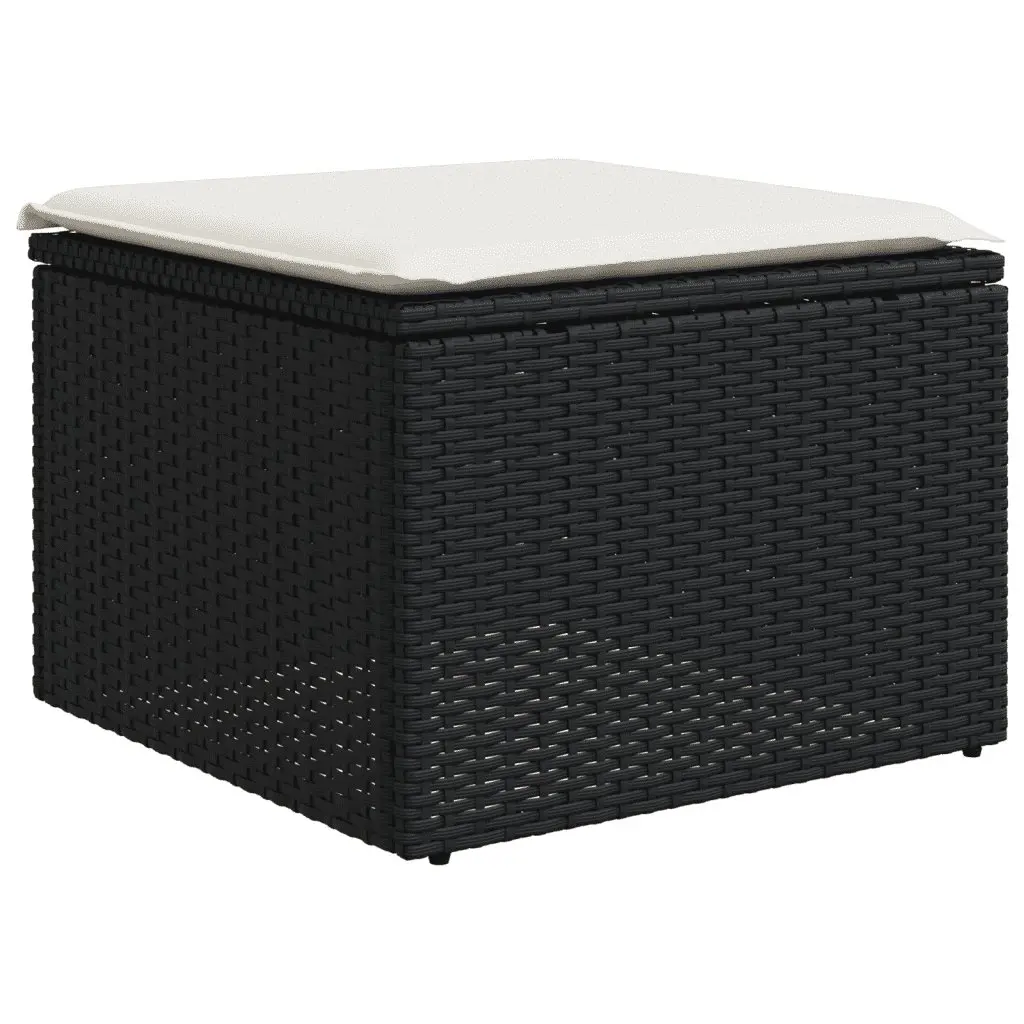 Garden Sofa Set 10 Piece Outdoor Furniture Black Poly Rattan Patio Seating with