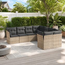 Garden Sofa Set 8 Piece Outdoor Furniture Patio Grey with Cushions Modular