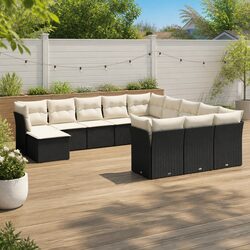 12-Piece Black Patio Sofa Set - Easy to Maintain