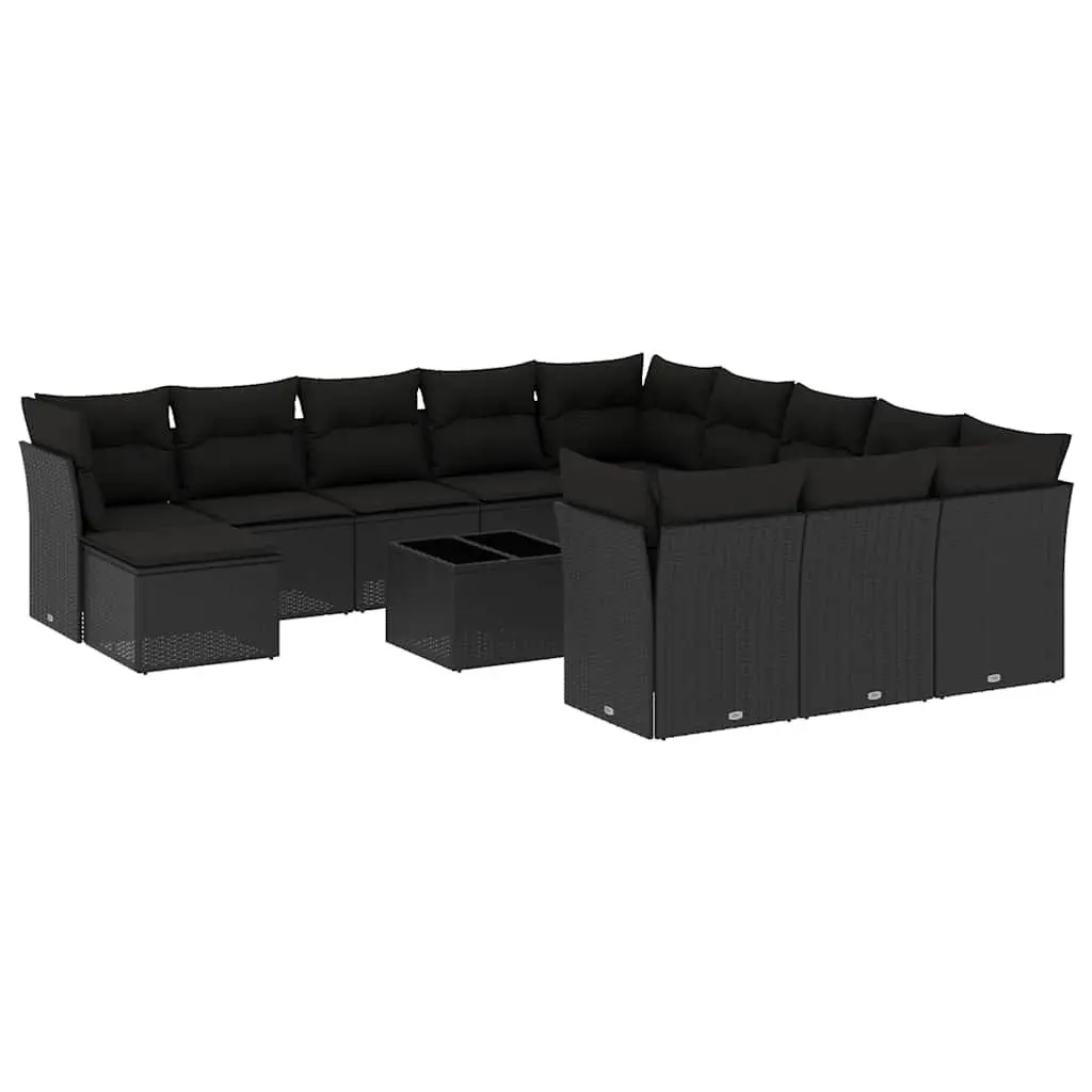 Garden Sofa Set Black 13 Piece Outdoor Furniture Patio Poly Rattan Modular