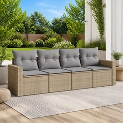 Garden Sofa Set 4 Piece Outdoor Furniture Patio Beige with Cushions Modular