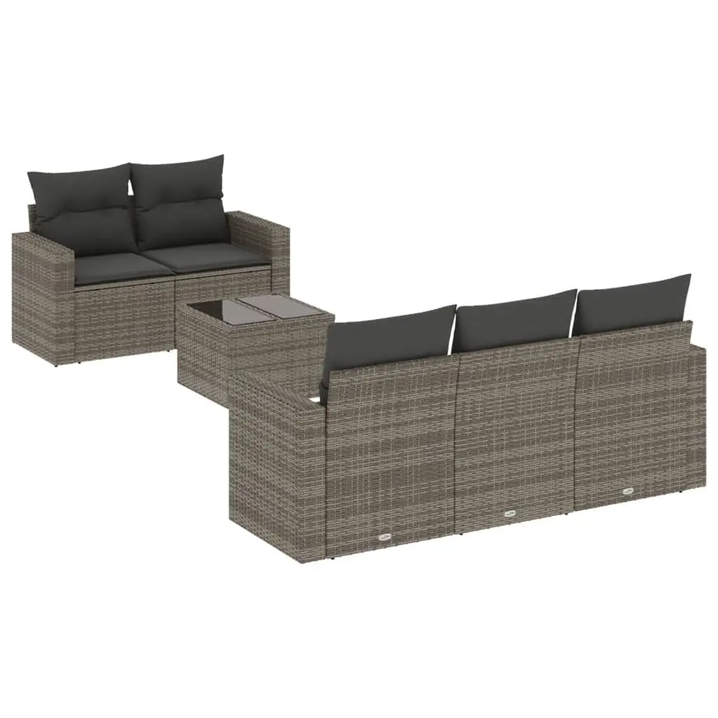 Garden Sofa Set 6 Piece Outdoor Furniture Patio Lounge Grey Poly Rattan Modular