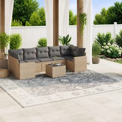 8 Piece Outdoor Sofa Set with Beige Cushions