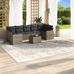 8 Piece Grey Modular Sofa Set for Your Garden