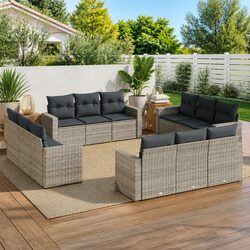 12 Piece Grey Modular Garden Sofa Set