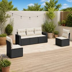 Durable Black 5 Piece Garden Sofa Set for Outdoor Comfort