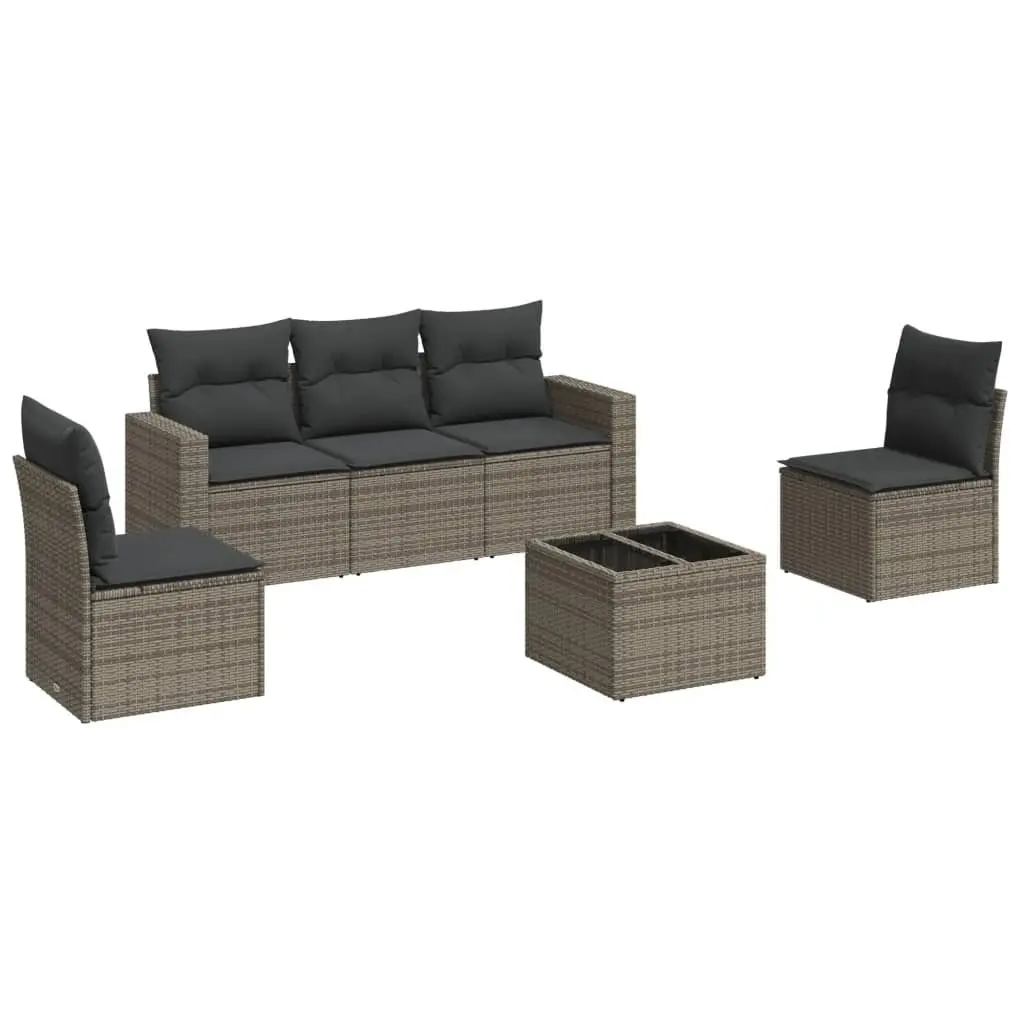 Garden Sofa Set Grey 6 Piece Modular Outdoor Furniture with Cushions