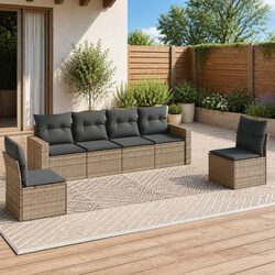 6 Piece Garden Sofa Set in Grey