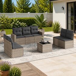 Stylish and Practical 8 Piece Grey Garden Sofa Set