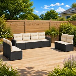 8 Piece Black Patio Sofa Set