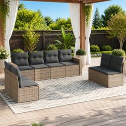 Concise 9-Piece Garden Sofa Set for Outdoor Use