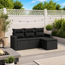 Concise Black 4-Piece Outdoor Sofa Set