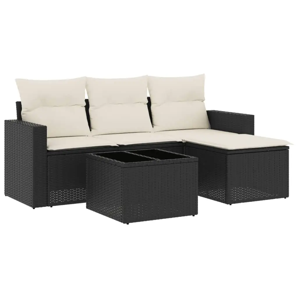 5-Piece Outdoor Sofa Set in Durable Black Rattan