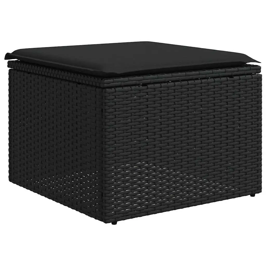5 Piece Garden Sofa Set Outdoor Furniture Black Poly Rattan with Cushions Patio