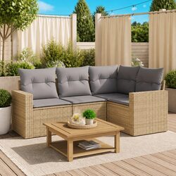 4-Piece Beige Sofa Set for Outdoor Relaxation