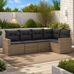 5 Piece Modular Grey Sofa Set for Outdoor Enjoyment