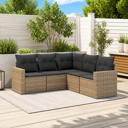 5 Piece Garden Sofa Set with Cushions Grey Outdoor Patio Furniture Modular