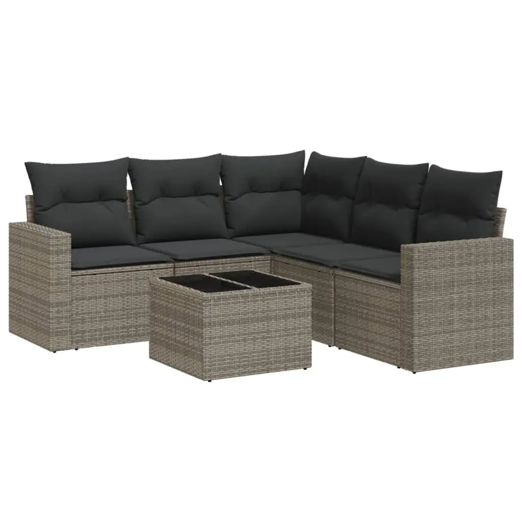 Garden Sofa Set 6 Piece Outdoor Furniture Patio Rattan Lounge Seating Grey
