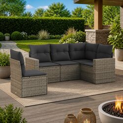 Garden Sofa Set 5 Piece Outdoor Furniture with Cushions Grey Modular Patio