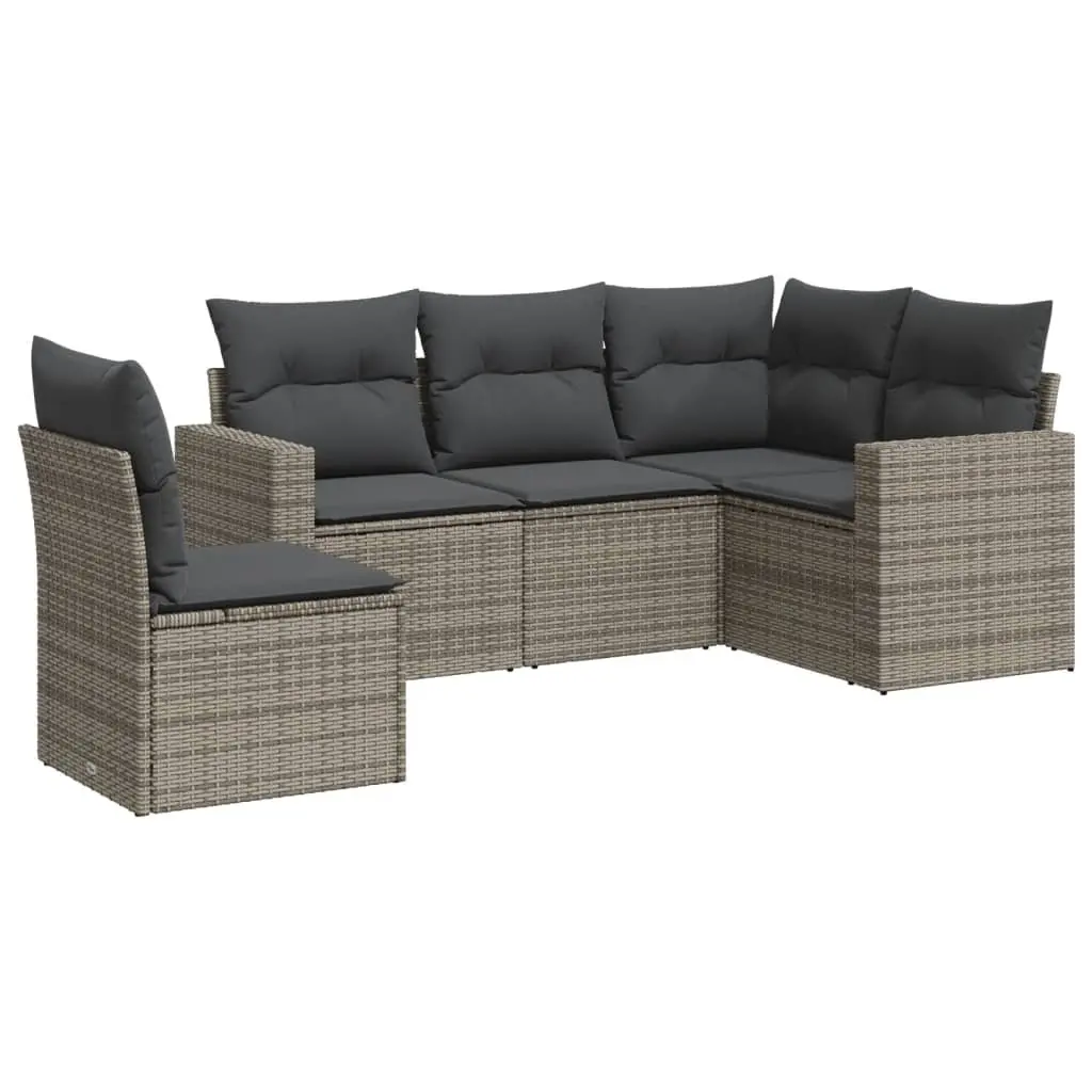 Garden Sofa Set Grey 5 Piece Modular Outdoor Furniture with Cushions