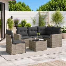Confidently Stylish 6-Piece Grey Sofa Set for Outdoors