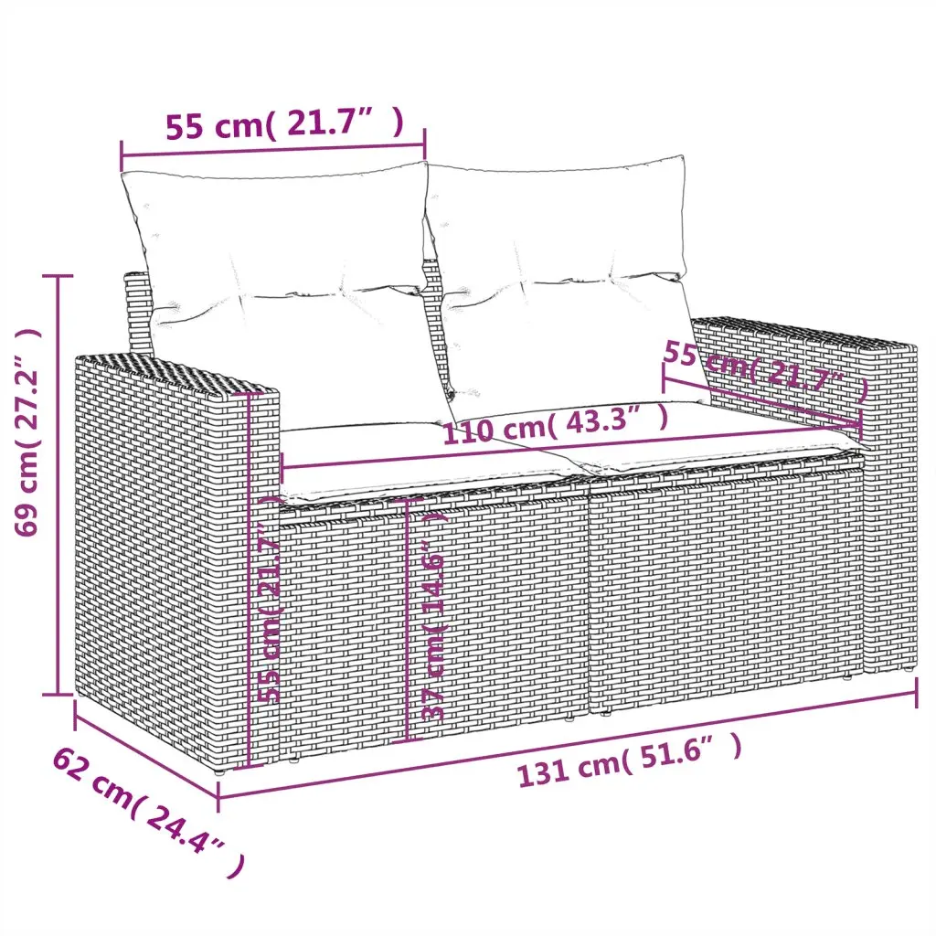 Garden Sofa Set 6 Piece Outdoor Furniture Grey Poly Rattan Cushions Patio Lounge