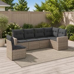 Compact and Stylish Grey 6 Piece Garden Sofa Set