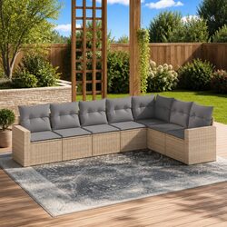 7-Piece Garden Sofa Set in Beige