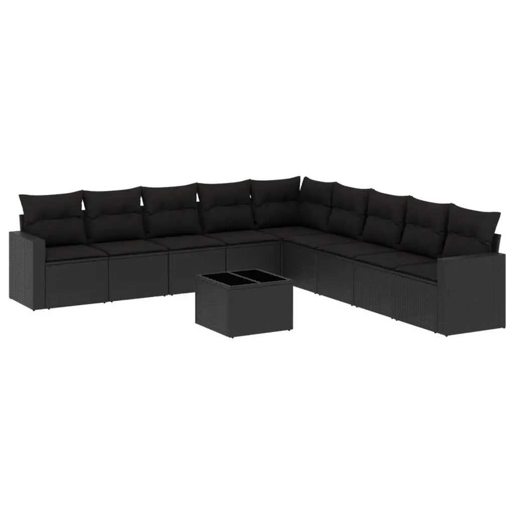 Garden Sofa Set 10 Piece Outdoor Furniture Patio Seating Black with Cushions