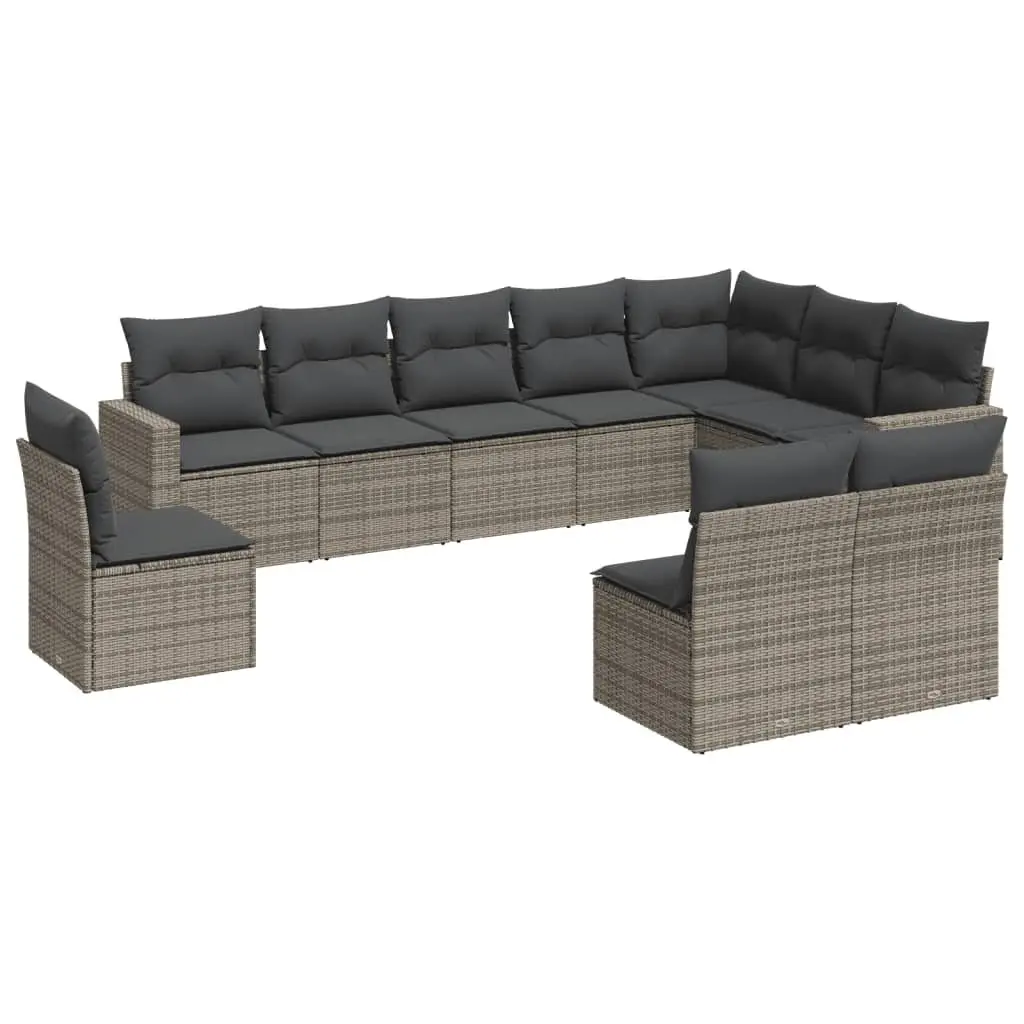 Garden Sofa Set 10 Piece Outdoor Furniture Patio Lounge with Cushions Grey