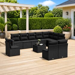 Compact 11 Piece Outdoor Sofa Set in Black