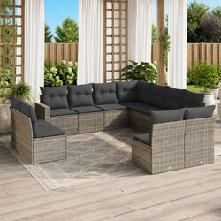 Garden Sofa Set 11 Piece Outdoor Furniture Grey Poly Rattan Modular Patio Lounge