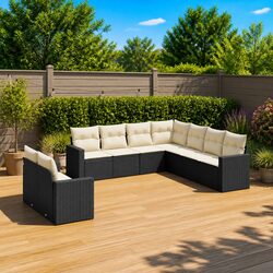 9 Piece Garden Sofa Set in Black