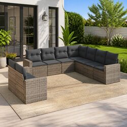 Compact 9-Piece Garden Sofa Set for Your Patio