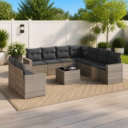 10-Piece Grey Outdoor Sofa Set – Stylish and Cozy