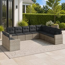 10-Piece Outdoor Sofa Set in Grey Poly Rattan